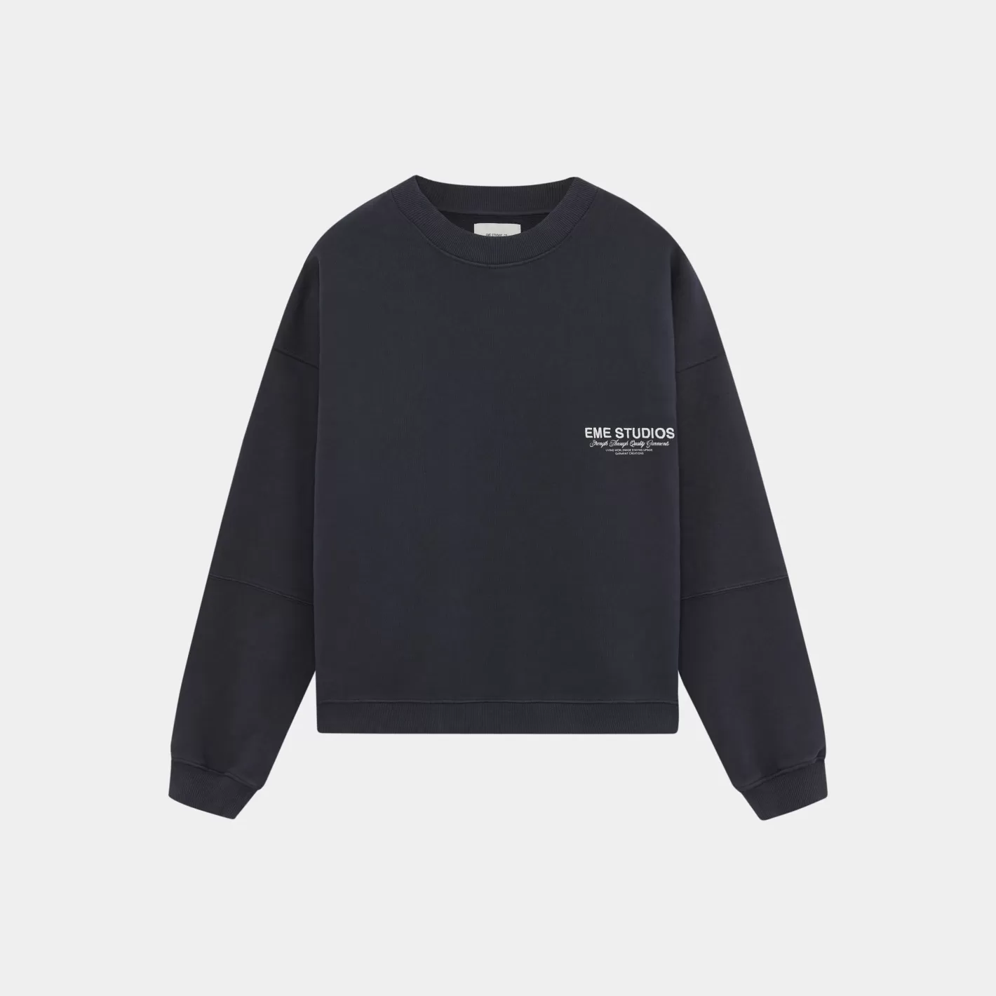 Discount Eme Studios Iconic Navy Oversized Crewneck